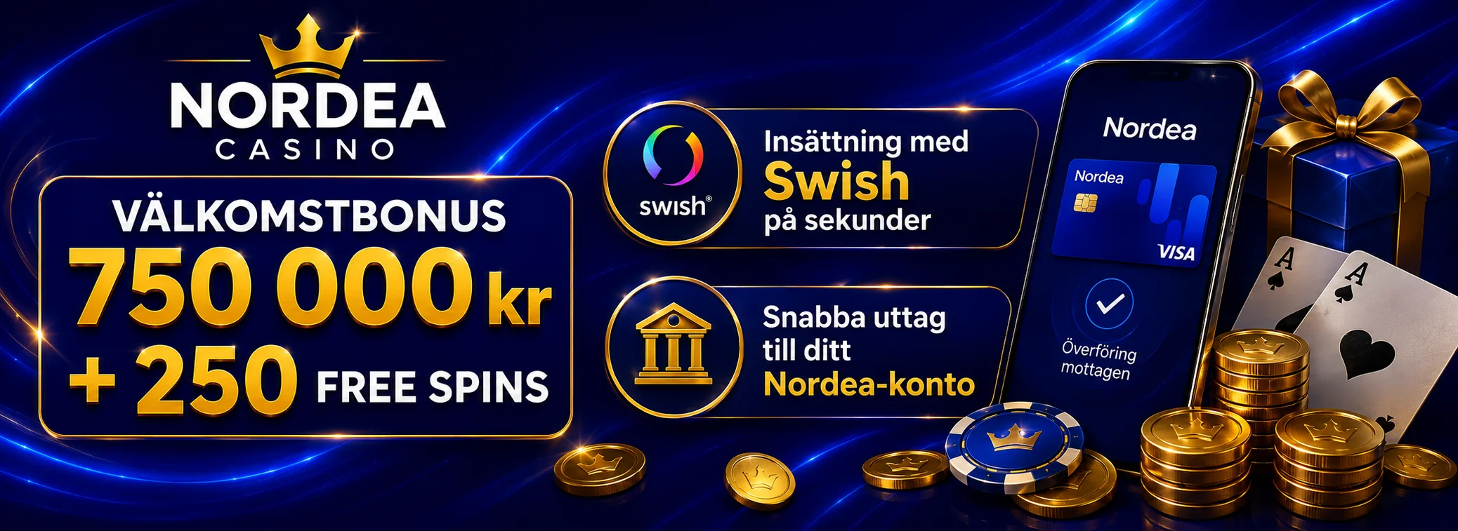Välkomstpaket upp till 750 000 kr — Nordea Casino